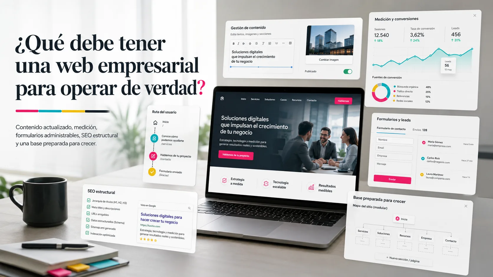 ¿Qué debe tener una web empresarial para operar de verdad?